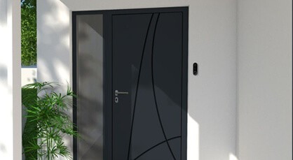 Aluminium Haustür mit Seitenteil aus Glas