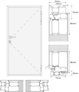 Aluminium Haustür Monoblock 105 mm