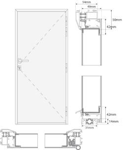 Aluminium Haustür Monoblock 50 mm