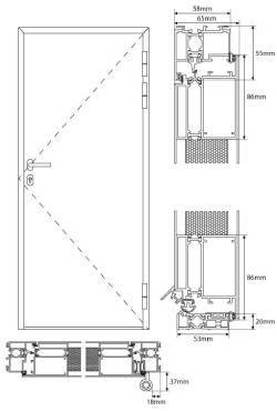 Aluminium Haustür Monoblock 65 mm