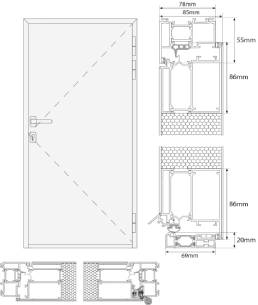 Aluminium Haustür Monoblock 85 mm